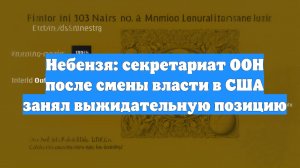 Небензя: секретариат ООН после смены власти в США занял выжидательную позицию