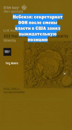 Небензя: секретариат ООН после смены власти в США занял выжидательную позицию