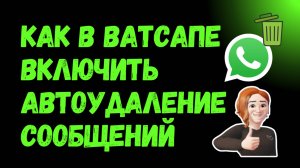 АВТОУДАЛЕНИЕ СООБЩЕНИЙ в WhatsApp: как включить