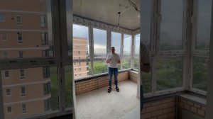 Остекление балкона спец заказ, "Стальной синий".