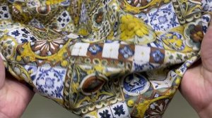 Джинса горчичного цвета с принтом  плиточки 12666