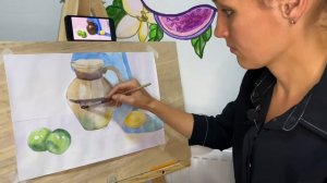 Урок №10. Живопись | Натюрморт из 3х предметов на цветной драпировке