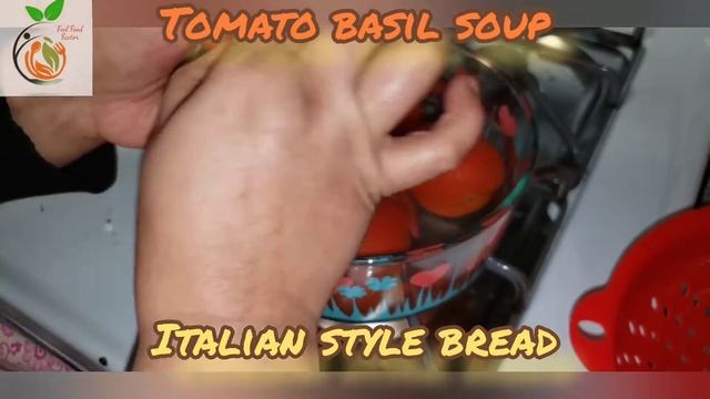 Tomato basil soup with roasted red pepper ||great immunity booster soup ||  and italian herbal brea