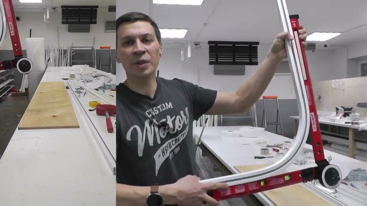 Изготовление двух гнутых электрокарнизов в угловую нишу на профиле somfy с радиусом 18 см