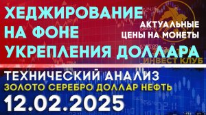 Хеджирование на фоне укрепления доллара. Анализ рынка золота, серебра, нефти, доллара 12.02.2025 г