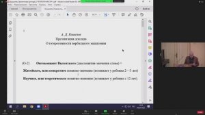 Доклад А. Д. Кошелева «О гетерогенности вербального мышления»