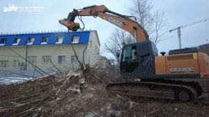 Беспощадный гидравлический мульчер Serrat Cabezal F4 T 1600  на экскаваторе Case CX220C