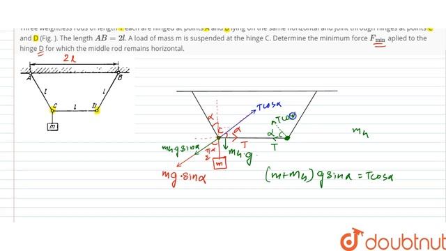 Three weightless rods of length 1 each are hinged at points A and B lying on the same horizontal смотреть онлайн