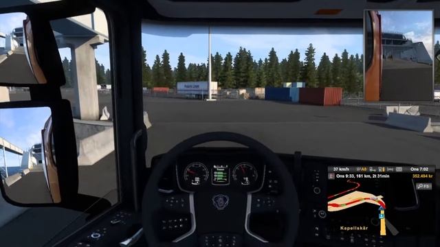 Eurotruck Simulator 2 (ETS2) transport of 6 tons of computer processors from Finland to Sweden. смотреть онлайн