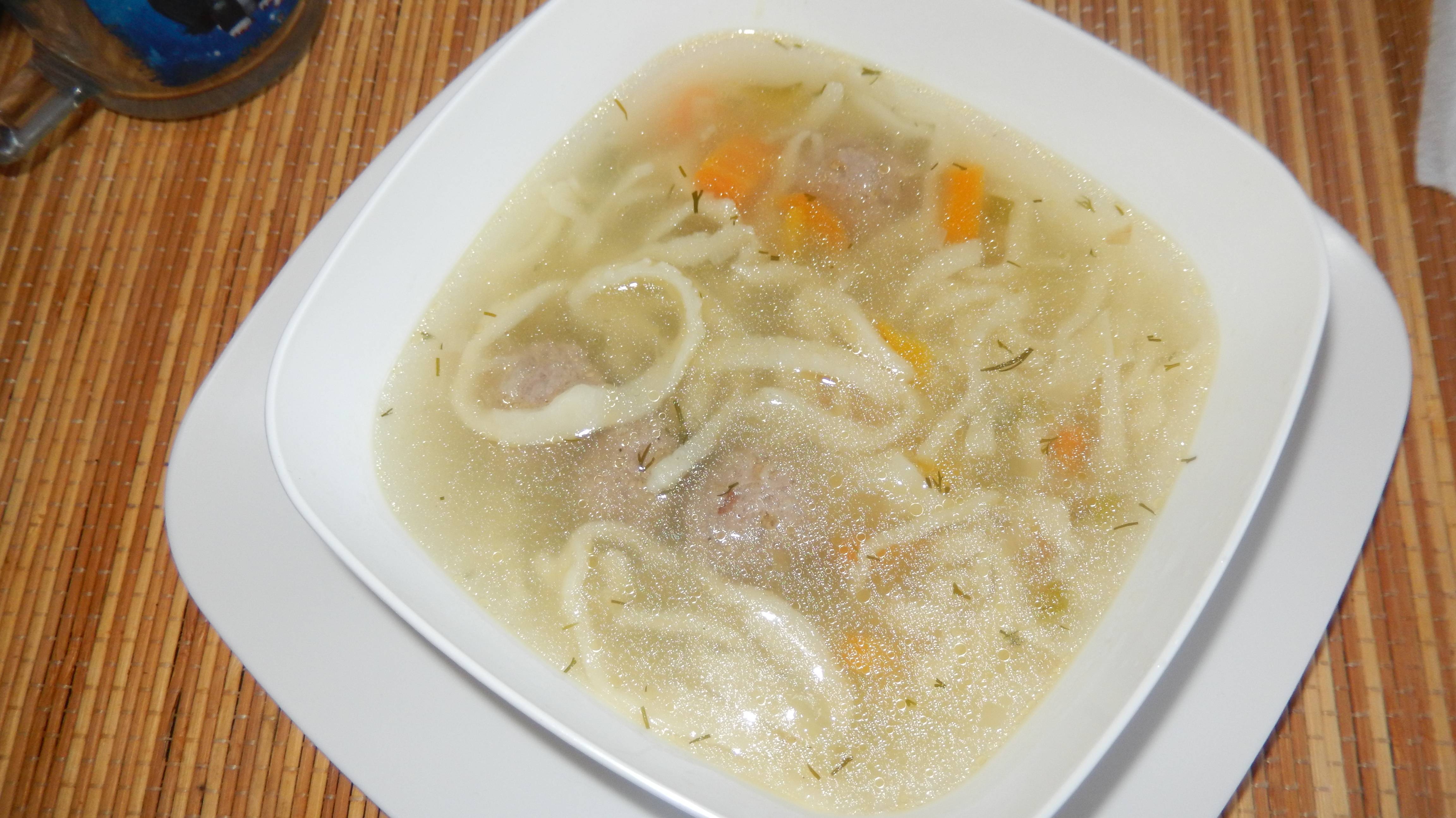 Рецепт. Вкусненькая такая.  Домашняя лапша, с фрикадельками..  Кулинарим с Людмилой..