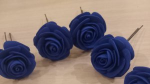 Шпилька для волос с синей розой своими руками
