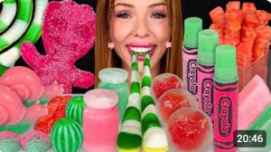 ASMR MUKBANG, арбузный десерт, кислые конфеты Lucas Salsagheti, желе из улиток, гигантские кислые па
