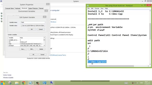 2 -add gcc and dev-cpp to environment variable in windows