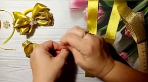 Нарядные бантики из парчи и ленты 2,5 см / Бантики канзаши #красивыебантики #своимируками