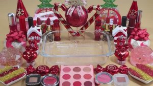 «Красное Рождество» — смешиваем «красное» макияж,  материалы и блёстки в слайм! Увлекательное видео.