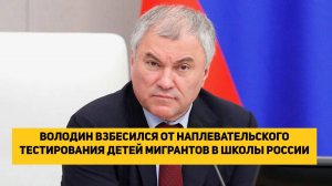 ВОЛОДИН ВЗБЕСИЛСЯ ОТ НАПЛЕВАТЕЛЬСКОГО ТЕСТИРОВАНИЯ ДЕТЕЙ МИГРАНТОВ В ШКОЛЫ РОССИИ