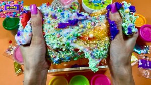 Цветной слайм, смешивание разных слаймов