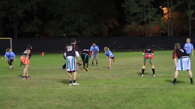 Flag Football February 20 2014 Blue Moccasins vs Black Mamba Jeremy deflects Patrick's pass смотреть онлайн