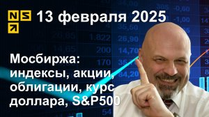 Мосбиржа: индексы, акции, облигации, курс доллара, S&P500. Обзор рынка 13.02.2025 (сокращенный)