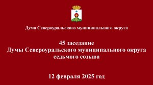 Сорок пятое заседание Думы Североуральского муниципального округа седьмого созыва 12 февраля 2025 г