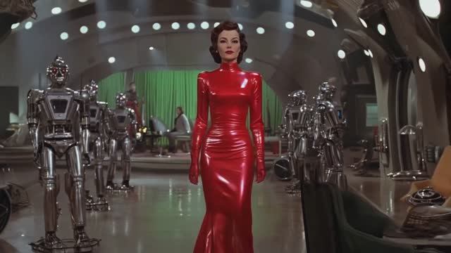 AI-Generated Vintage Sci-Fi Women & Robots in a Retro Futuristic World