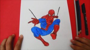 Как нарисовать и раскрасить удивительного Человека-паука шаг за шагом