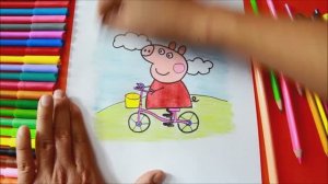 Как нарисовать - СВИНКА Пеппа Рисунок и раскрашивание. Свинка Пеппа на велосипеде (шаг за шагом)