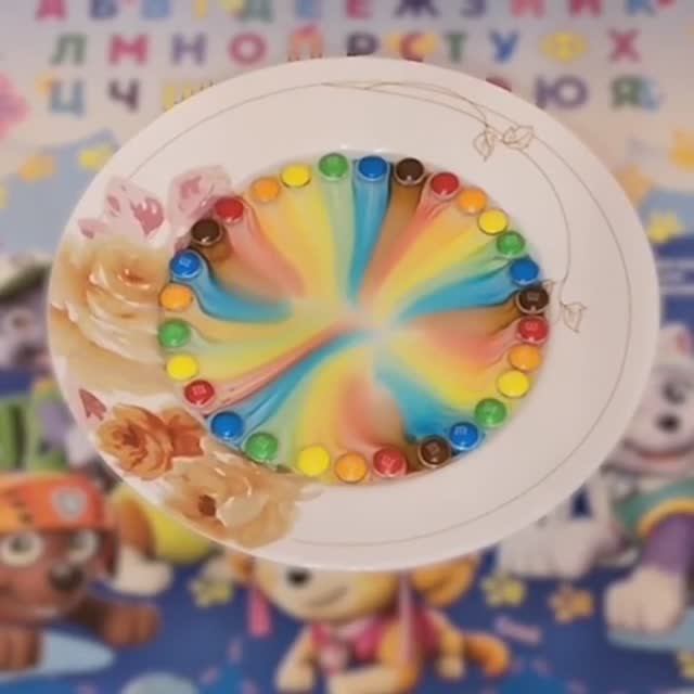 Опыт с M&M’s и водой     #опыты #детям