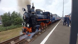 Паровоз Кп4-447 с поездом Колибри. Разъезд Юный 10.07.2022