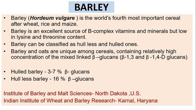 CEREALS-CORN AND BARLEY. FOOD SAFETY OFFICER CRASH COURSE DAY-25