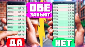 Сделал 100 ставок на обе забьют:ДА и 100 ставок на обе забьют:НЕТ | Где больше прибыль ?