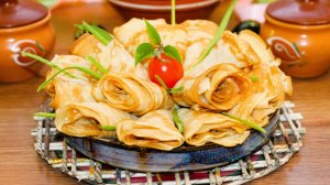 Тонкие блинчики на кипятке с начинкой