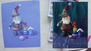 Новогодний натюрморт масляной пастелью