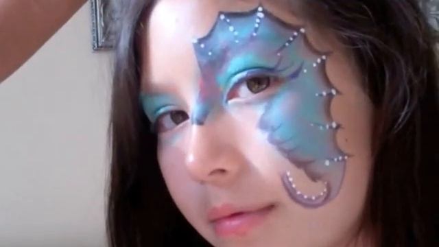 Seahorse Face Paint Design VIDEO Tutorial смотреть онлайн