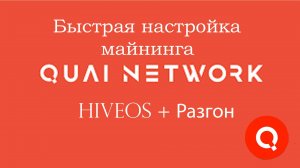 Быстрая настройка майнинга новой монеты Quai Hiveos+разгон