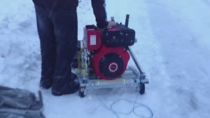 Китайский дизель 400cc - работа в мороз. Первый тест.