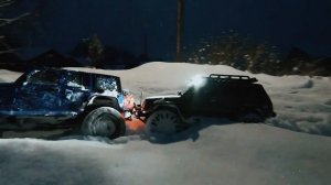 Засадили Рубикон, два Джипа месят снег. Две Легенды в снежном замесе.