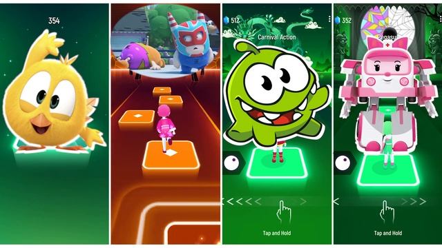 Where's Chicky 🆚 Oddbods 🆚 Om Nom 🆚 Robocar Tiles Hop EDM Rush смотреть онлайн