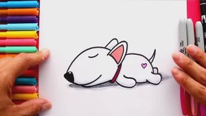 Как нарисовать спящего ЩЕНКА БУЛЬТЕРЬЕРА