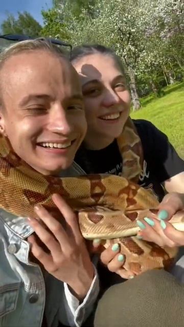 Мы выгуливаем змей на травке😏 смотреть онлайн
