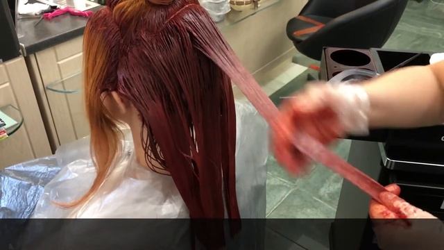 Окрашивание рыжих волос стойким красителем Topchic смотреть онлайн