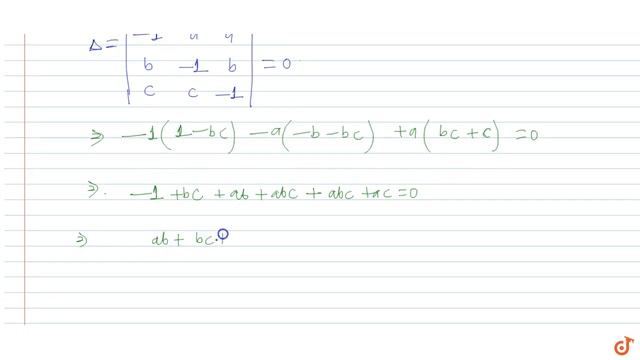 If the system of linear equations `a(y + z)-x =0, b(z+x)-y=0, c(x+y)-z=0` has a non trivial so