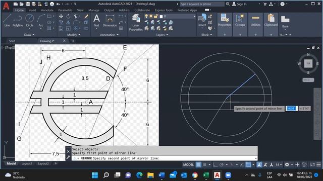 EJERCICIO No. 7 AUTOCAD 2D "EURO" смотреть онлайн