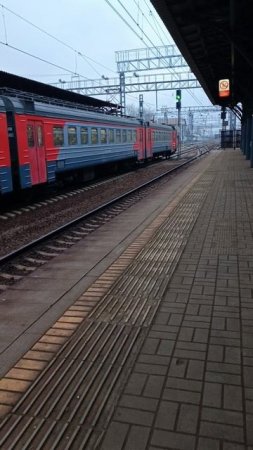 ЭД4М-0304 прибывает ко второй платформе станции Реутово. 14.02.2025