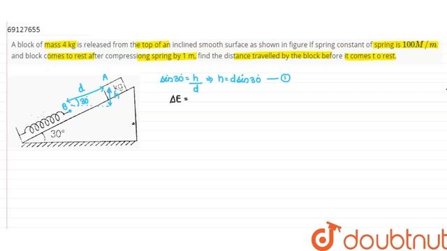 A block of mass 4 kg is released from the top of an inclined smooth surface as shown смотреть онлайн