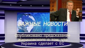 Опубликовано предсказание Жириновского о том, что Украина сделает с ЕС