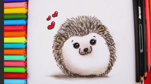 Как нарисовать и раскрашивать ЕЖИКА в стиле кавайи