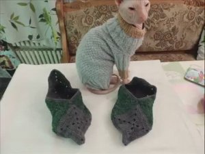 Вязание ( тапочки "бабушкиным квадратом" ). mp4