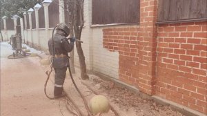 Пескоструйная обработка кирпичного забора под штукатурку +79152806403