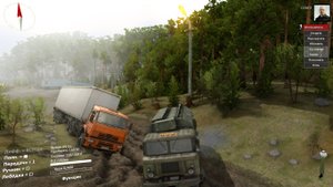 Вытягивание полуприцепа из болота